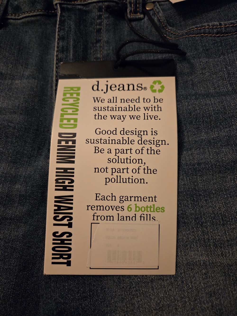 d. jeans Recycled Denim High Waist Jean Shorts NWT - Picture 6 of 11